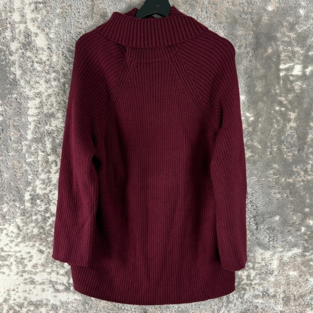 Lillusory Size M Ribbed Turtleneck Sweater Burgundy Long Sleeve Pullover